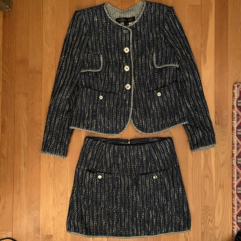 Theyskens'  Theory suit size 2 blue and silver